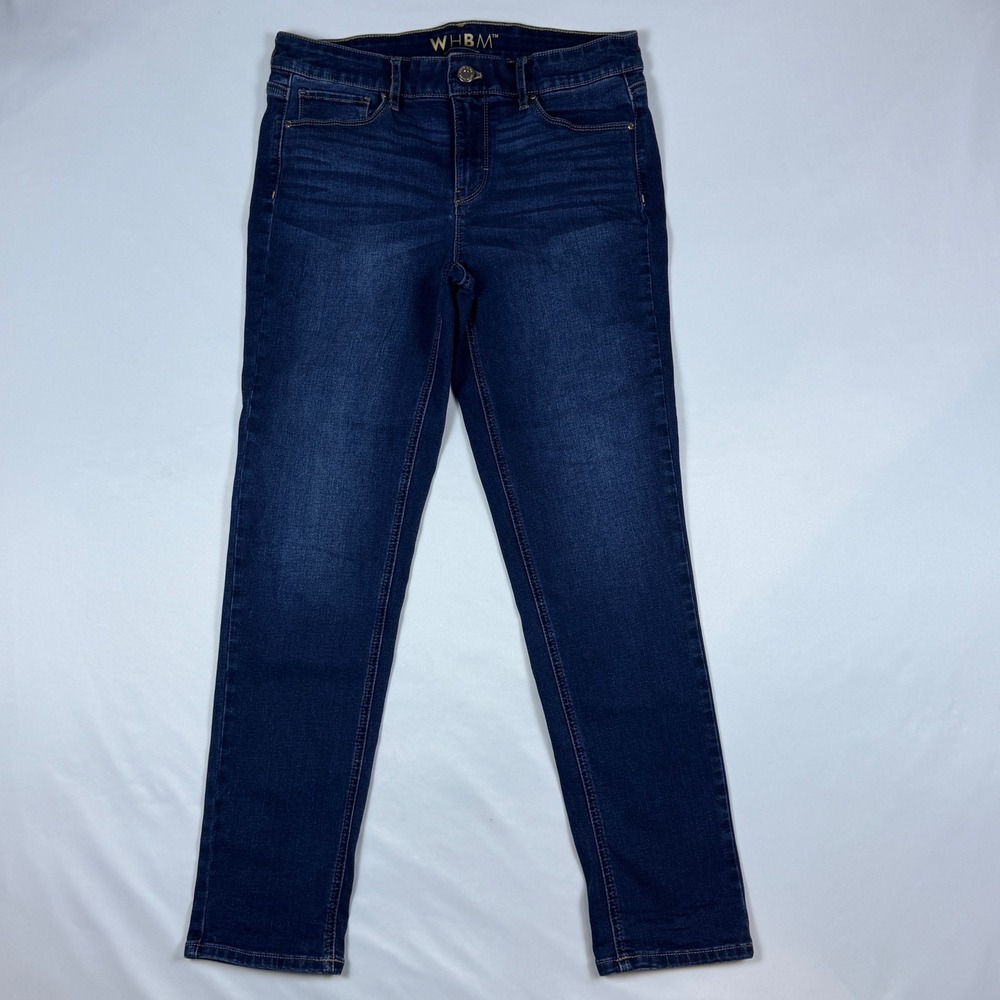 White House Black Market Slim Jeans Women 2 Dark Wash Blue Stretch Whiskered